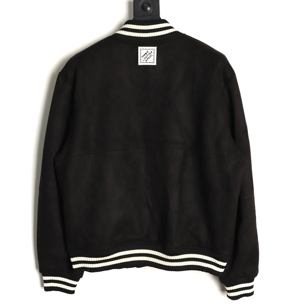 Louis Vuitton four-leaf clover diamond-encrusted suede baseball jacket,Louis Vuitton