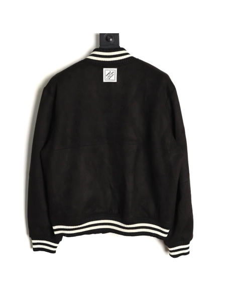 Louis Vuitton four-leaf clover diamond-encrusted suede baseball jacket,Louis Vuitton