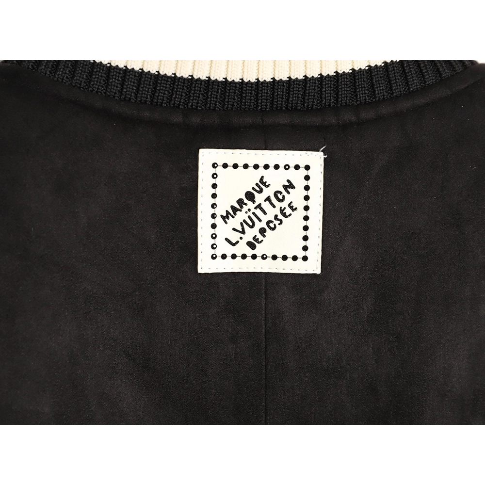 Louis Vuitton four-leaf clover diamond-encrusted suede baseball jacket,Louis Vuitton