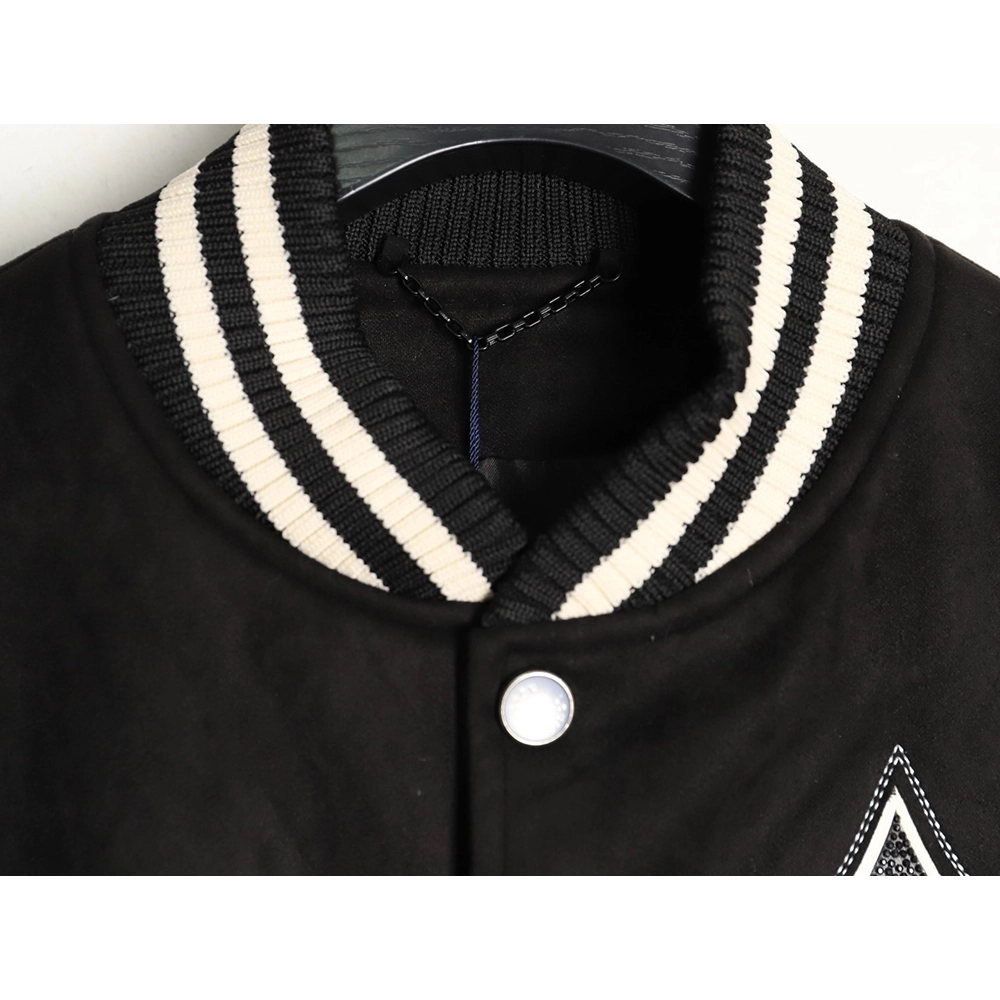 Louis Vuitton four-leaf clover diamond-encrusted suede baseball jacket,Louis Vuitton