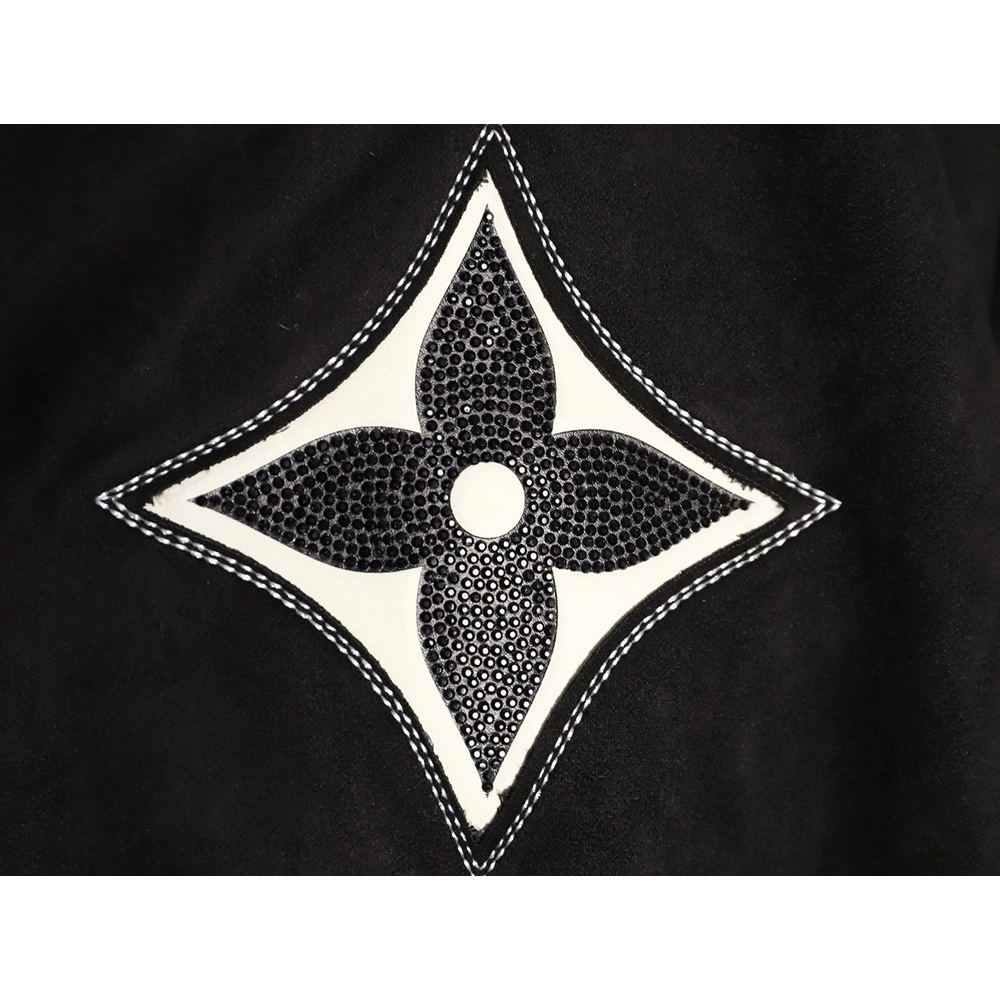 Louis Vuitton four-leaf clover diamond-encrusted suede baseball jacket,Louis Vuitton