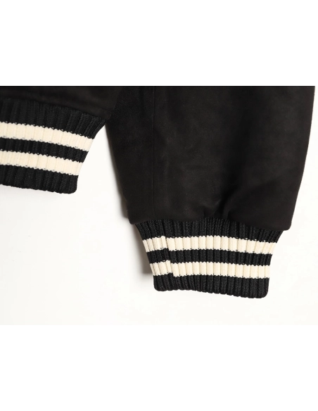 Louis Vuitton four-leaf clover diamond-encrusted suede baseball jacket,Louis Vuitton