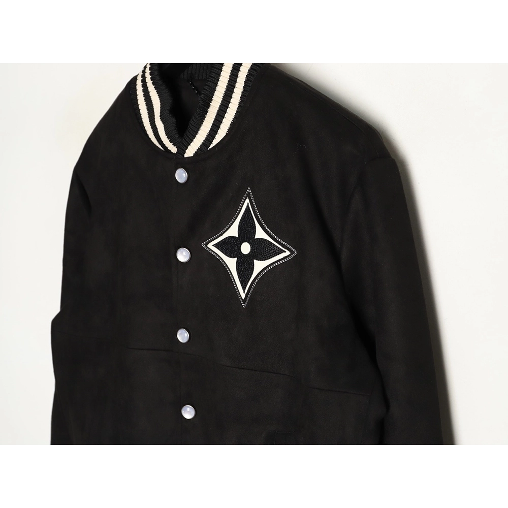 Louis Vuitton four-leaf clover diamond-encrusted suede baseball jacket,Louis Vuitton