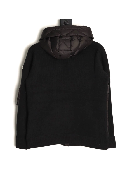 Moncler Patchwork Sleeve Knit Hooded Lightweight Down Jacket,Moncler
