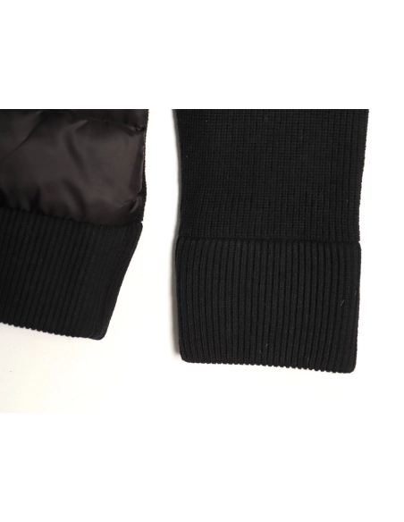 Moncler Patchwork Sleeve Knit Hooded Lightweight Down Jacket,Moncler