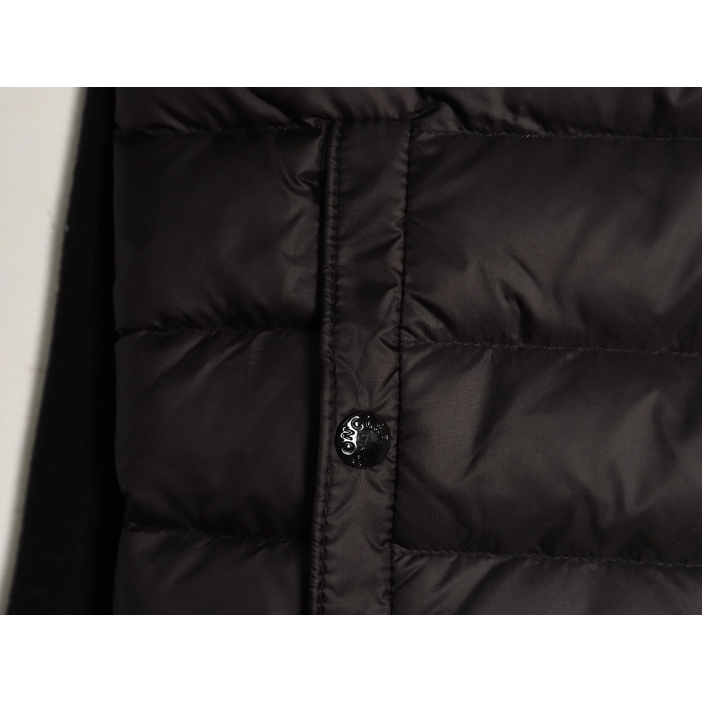 Moncler Patchwork Sleeve Knit Hooded Lightweight Down Jacket,Moncler