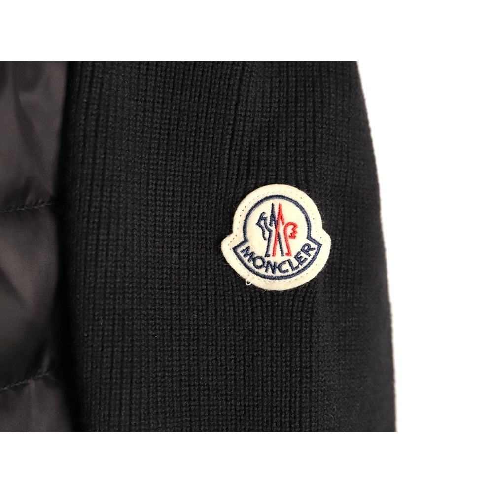 Moncler Patchwork Sleeve Knit Hooded Lightweight Down Jacket,Moncler