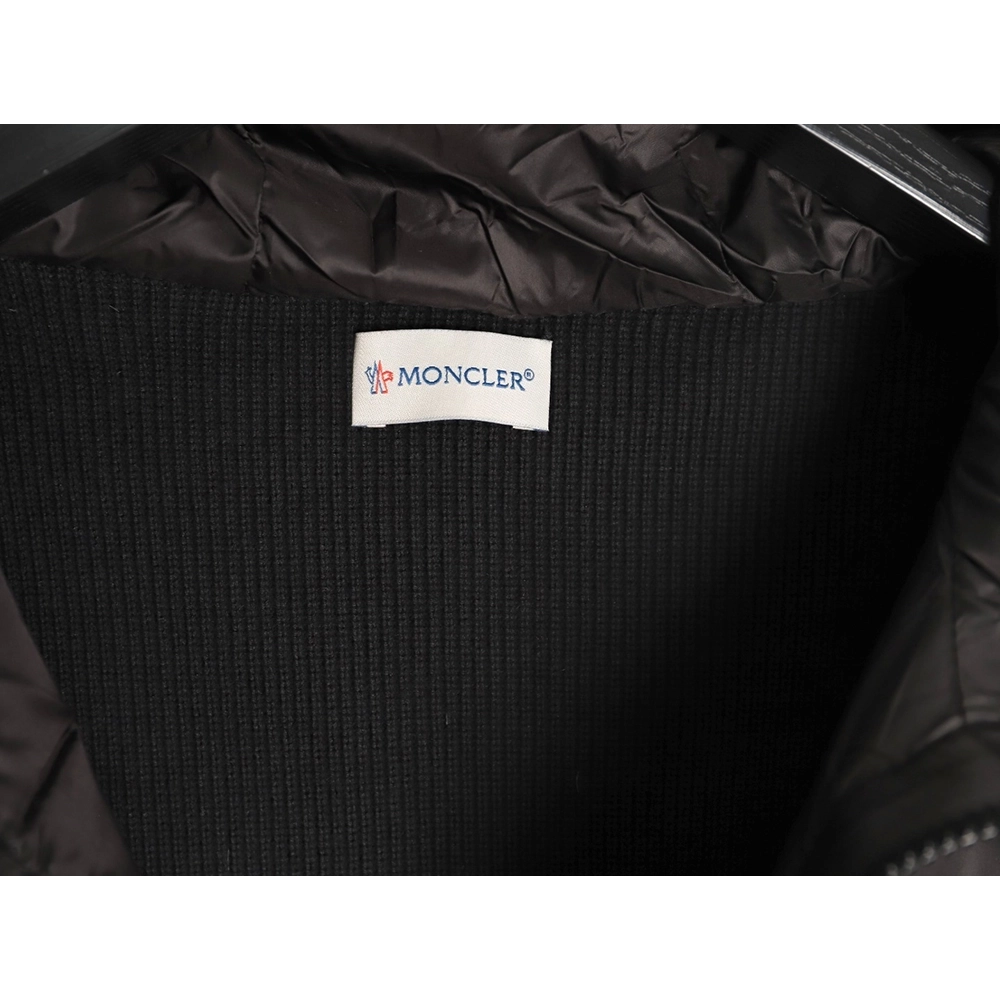 Moncler Patchwork Sleeve Knit Hooded Lightweight Down Jacket,Moncler