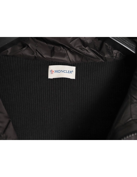 Moncler Patchwork Sleeve Knit Hooded Lightweight Down Jacket,Moncler