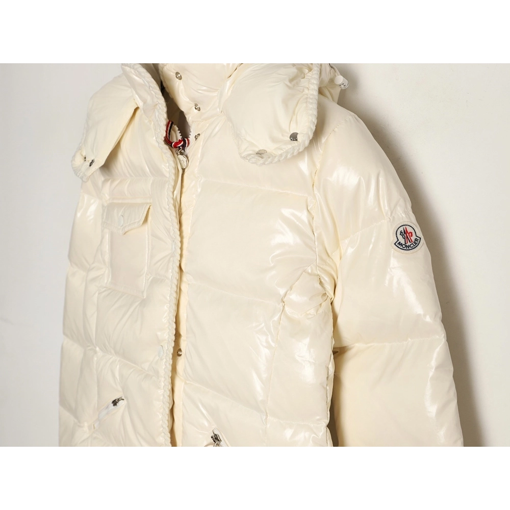 Moncler Glareins Womens Knitted Trim Hooded Cropped Down Jacket TSK1,Moncler