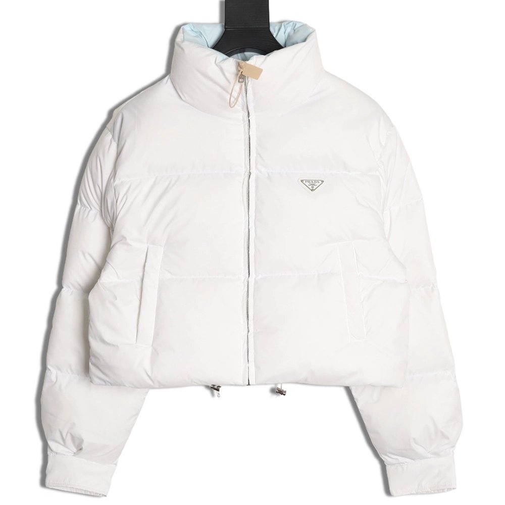 Prada Womens Triangle Logo Stand Collar Down Jacket,Prada