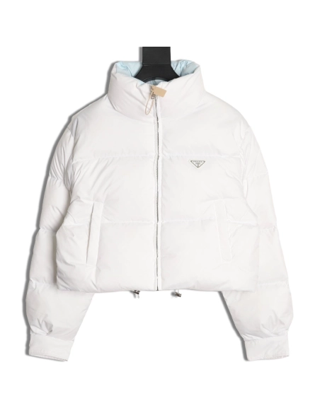 Prada Womens Triangle Logo Stand Collar Down Jacket,Prada