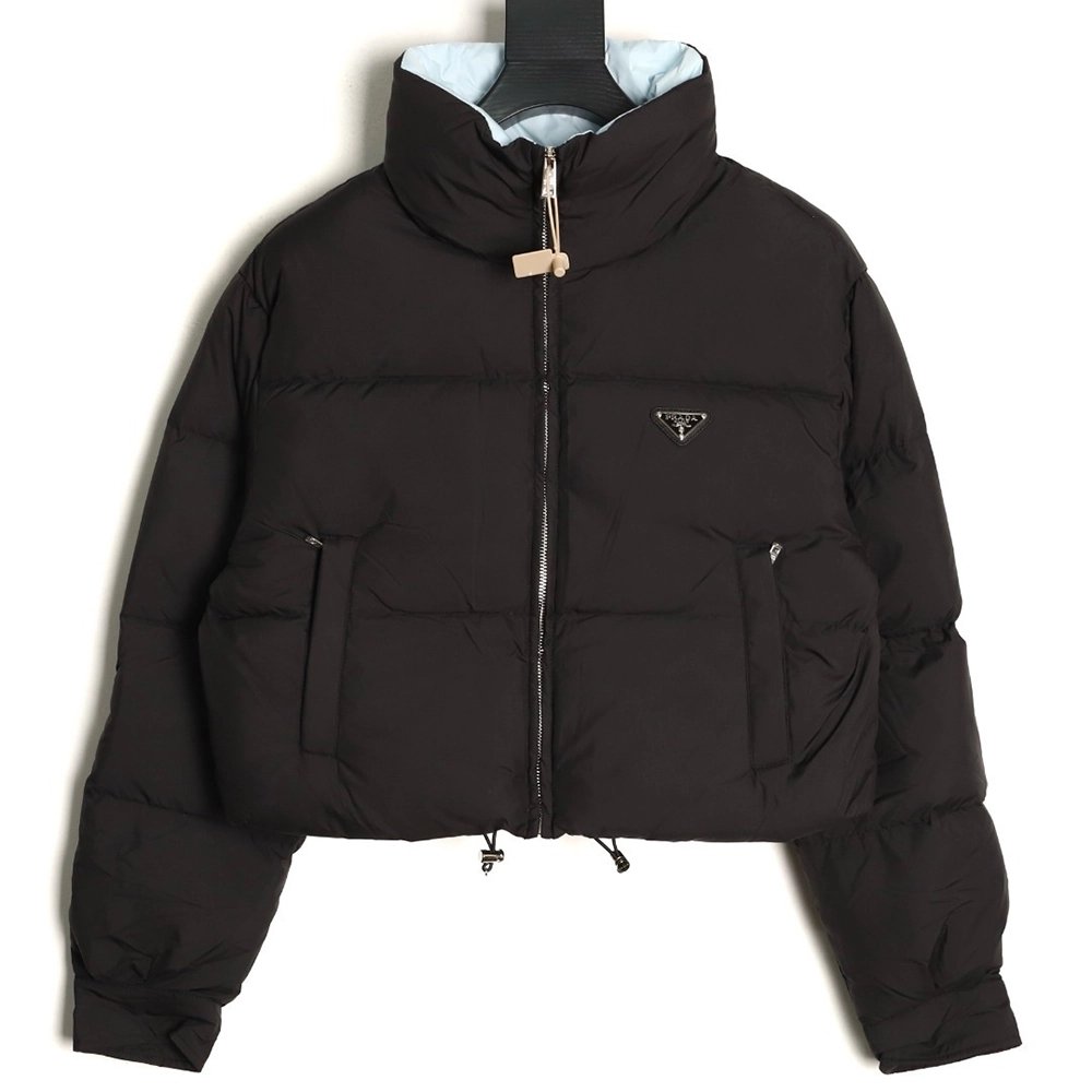 Prada Womens Triangle Logo Stand Collar Down Jacket TSK1,Prada