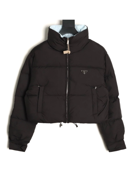 Prada Womens Triangle Logo Stand Collar Down Jacket TSK1,Prada