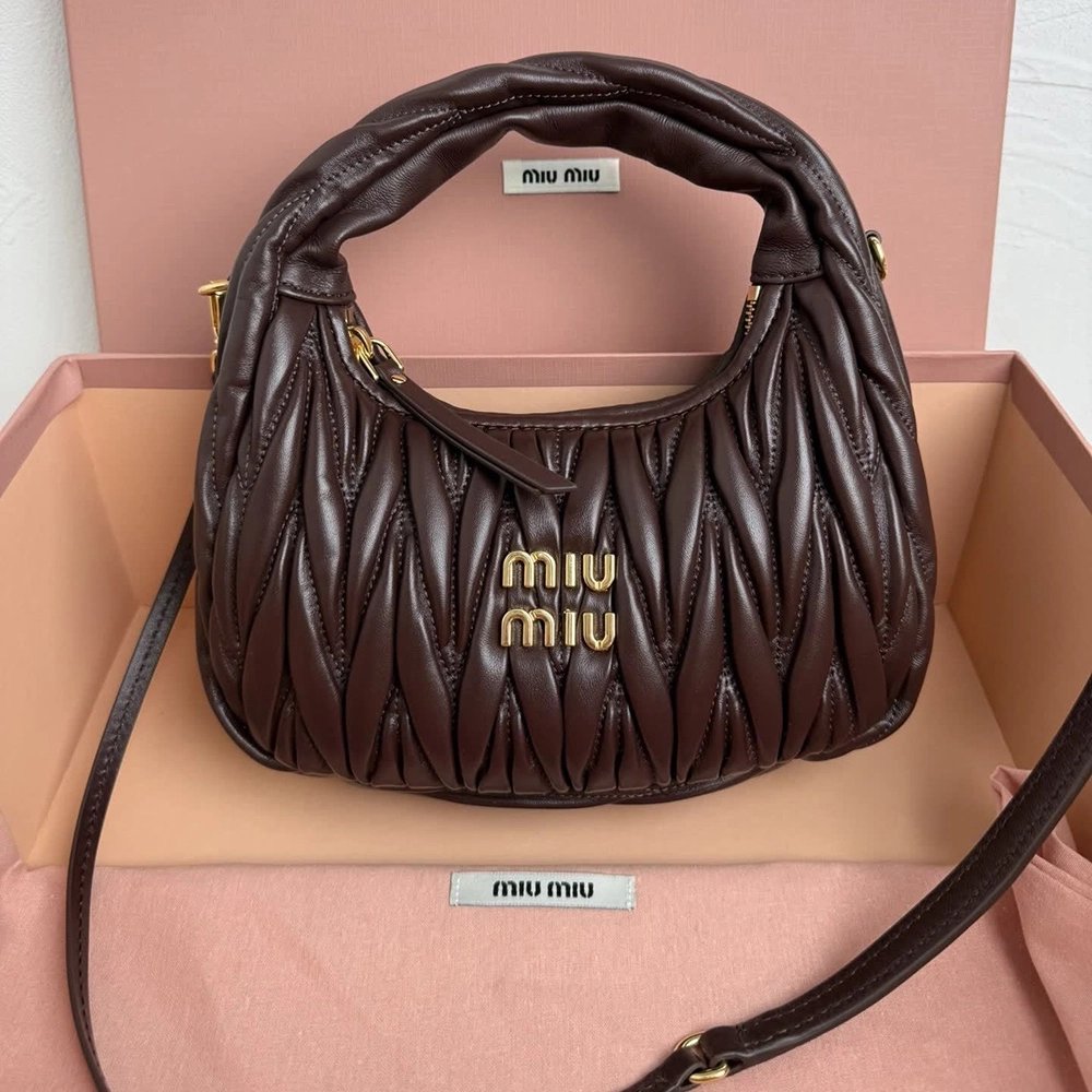 Miu Miu Wander matelass¨¦ nappa leather hobo Bags 5BC125 23X13X7cm,Miu Miu Bags