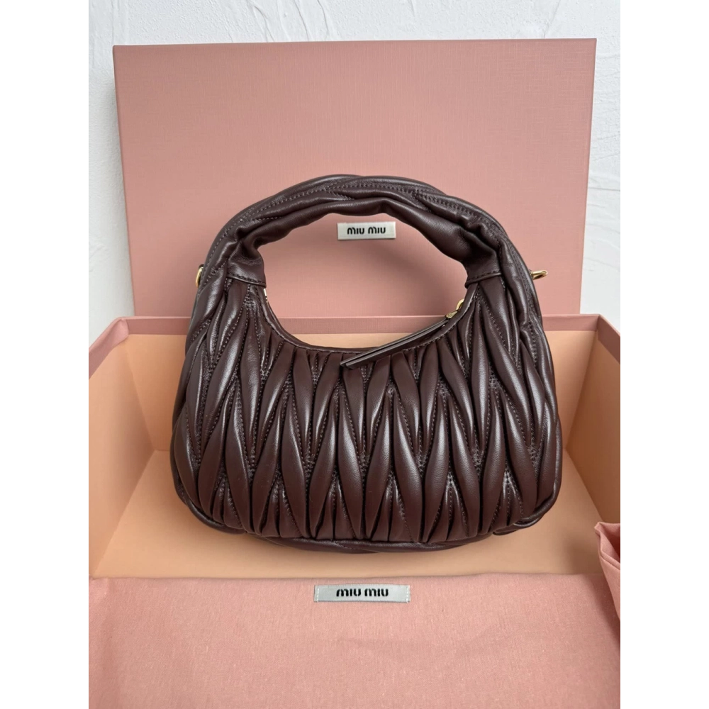 Miu Miu Wander matelass¨¦ nappa leather hobo Bags 5BC125 23X13X7cm,Miu Miu Bags
