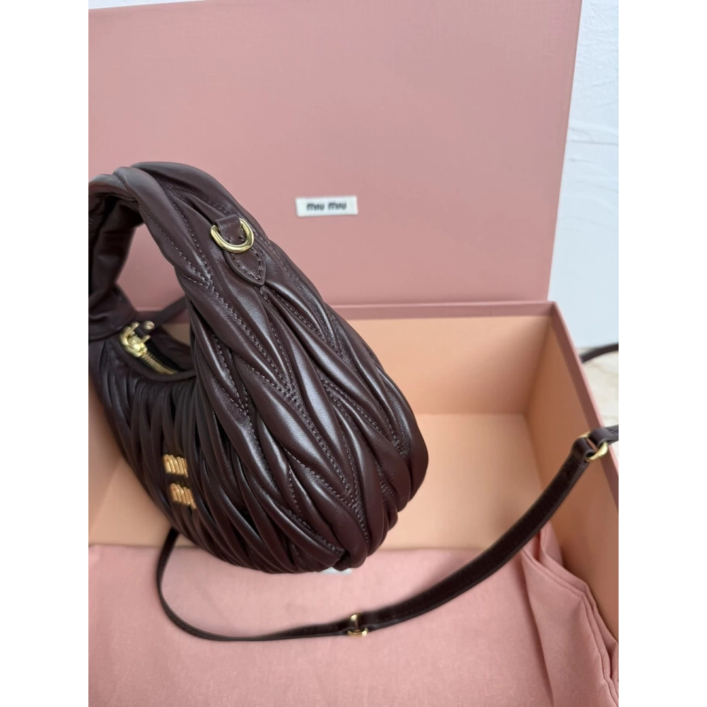 Miu Miu Wander matelass¨¦ nappa leather hobo Bags 5BC125 23X13X7cm,Miu Miu Bags