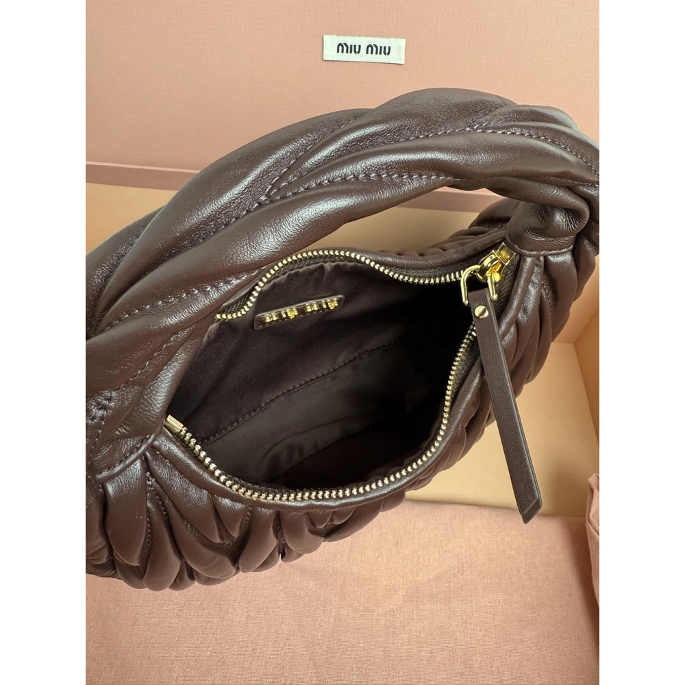 Miu Miu Wander matelass¨¦ nappa leather hobo Bags 5BC125 23X13X7cm,Miu Miu Bags