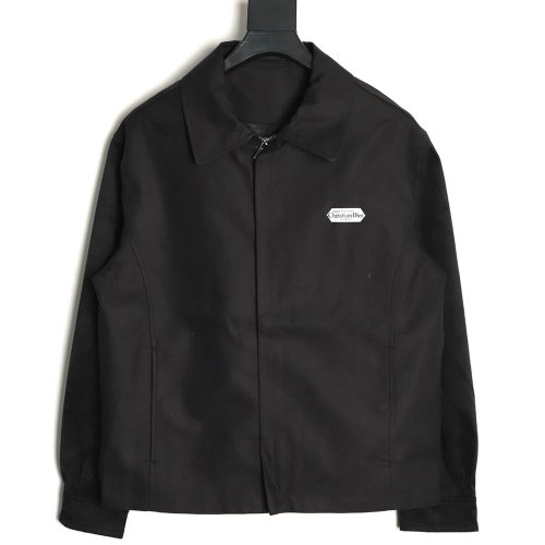 Dior rectangular logo lambskin leather jacket,Dior