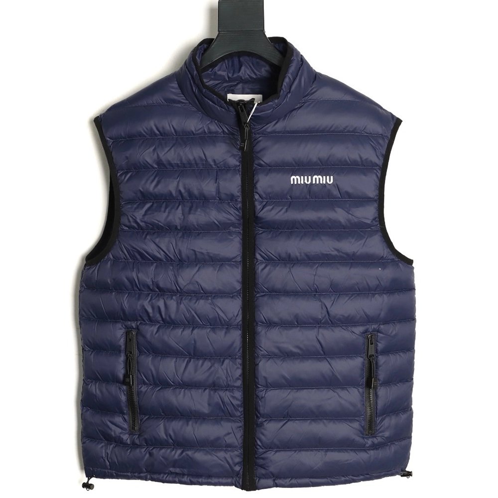 Miu Miu Letter Embroidered Rib Down Vest,Miu Miu