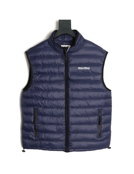 Miu Miu Letter Embroidered Rib Down Vest,Miu Miu