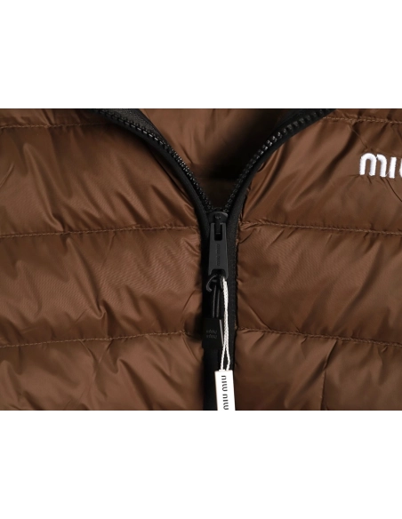 Miu Miu letter embroidered hooded down jacket,Miu Miu