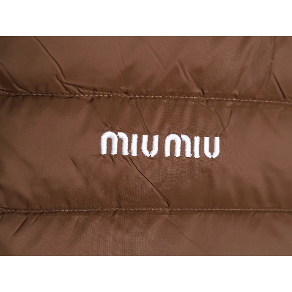 Miu Miu letter embroidered hooded down jacket,Miu Miu
