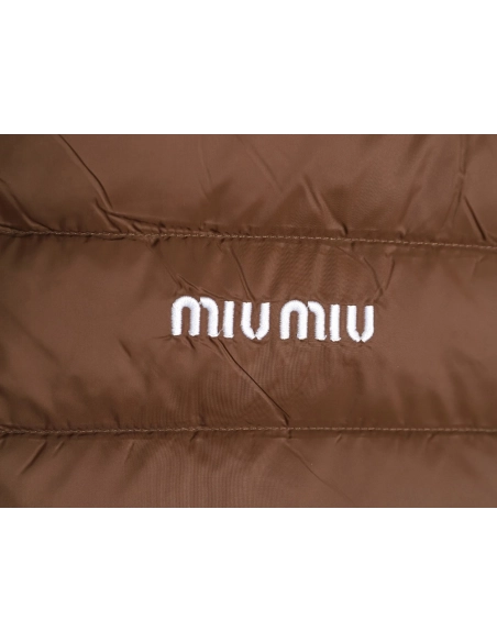 Miu Miu letter embroidered hooded down jacket,Miu Miu