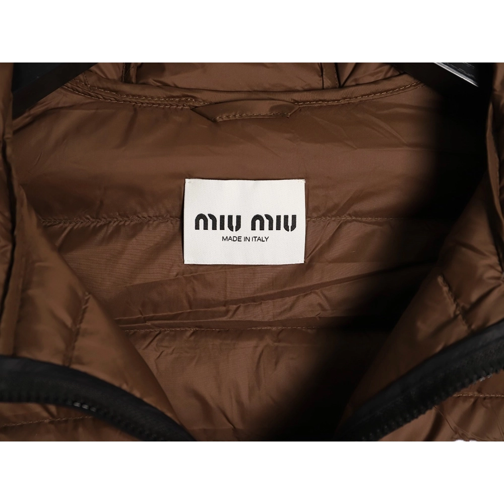 Miu Miu letter embroidered hooded down jacket,Miu Miu