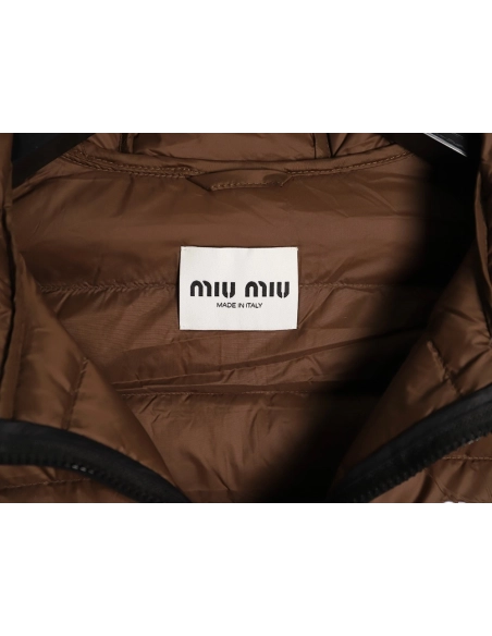 Miu Miu letter embroidered hooded down jacket,Miu Miu