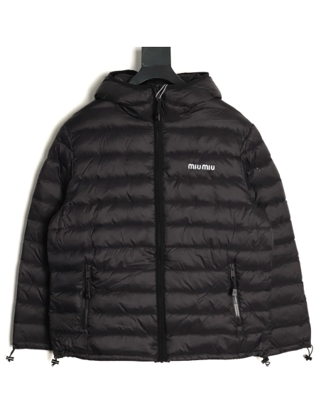 Miu Miu letter embroidered hooded down jacket TSK1,Miu Miu