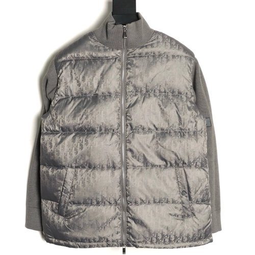 Dior patchwork jacquard knit stand collar down jacket,Dior
