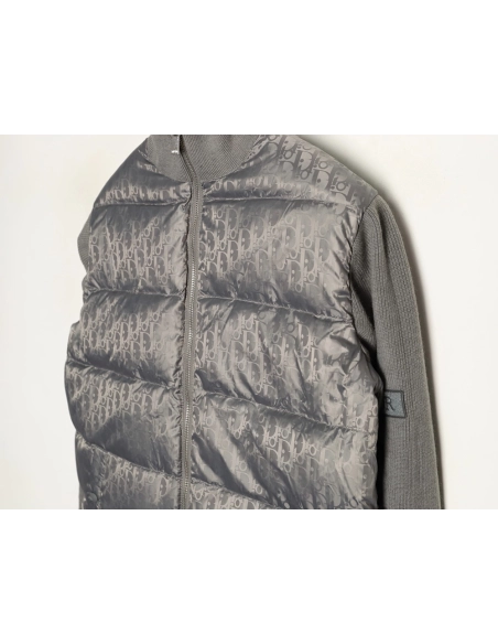 Dior patchwork jacquard knit stand collar down jacket,Dior