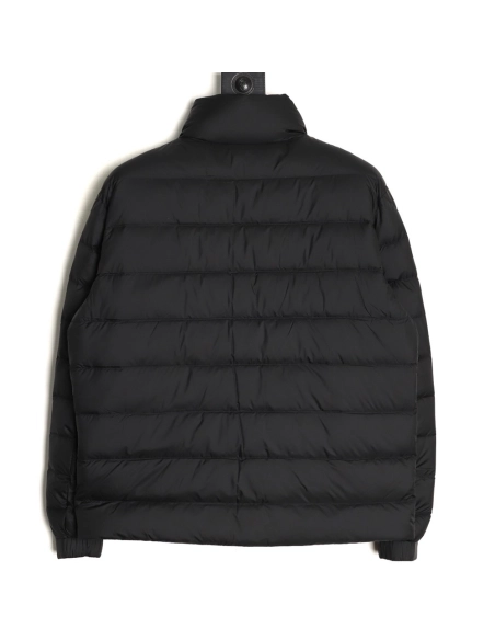 Moncler Black Label Leather Zippered Stand Collar Down Jacket,Moncler