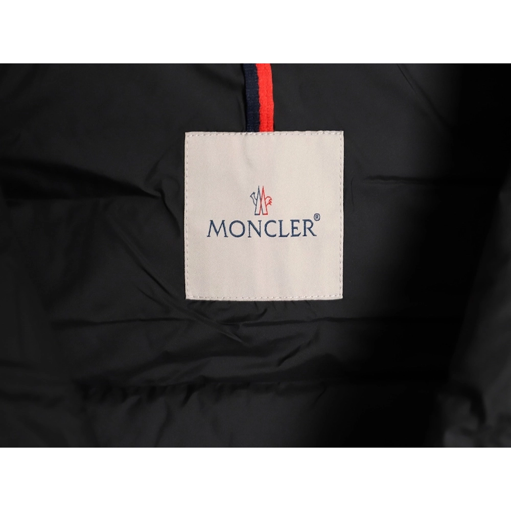 Moncler Black Label Leather Zippered Stand Collar Down Jacket,Moncler