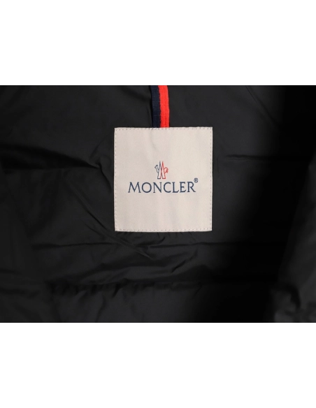 Moncler Black Label Leather Zippered Stand Collar Down Jacket,Moncler