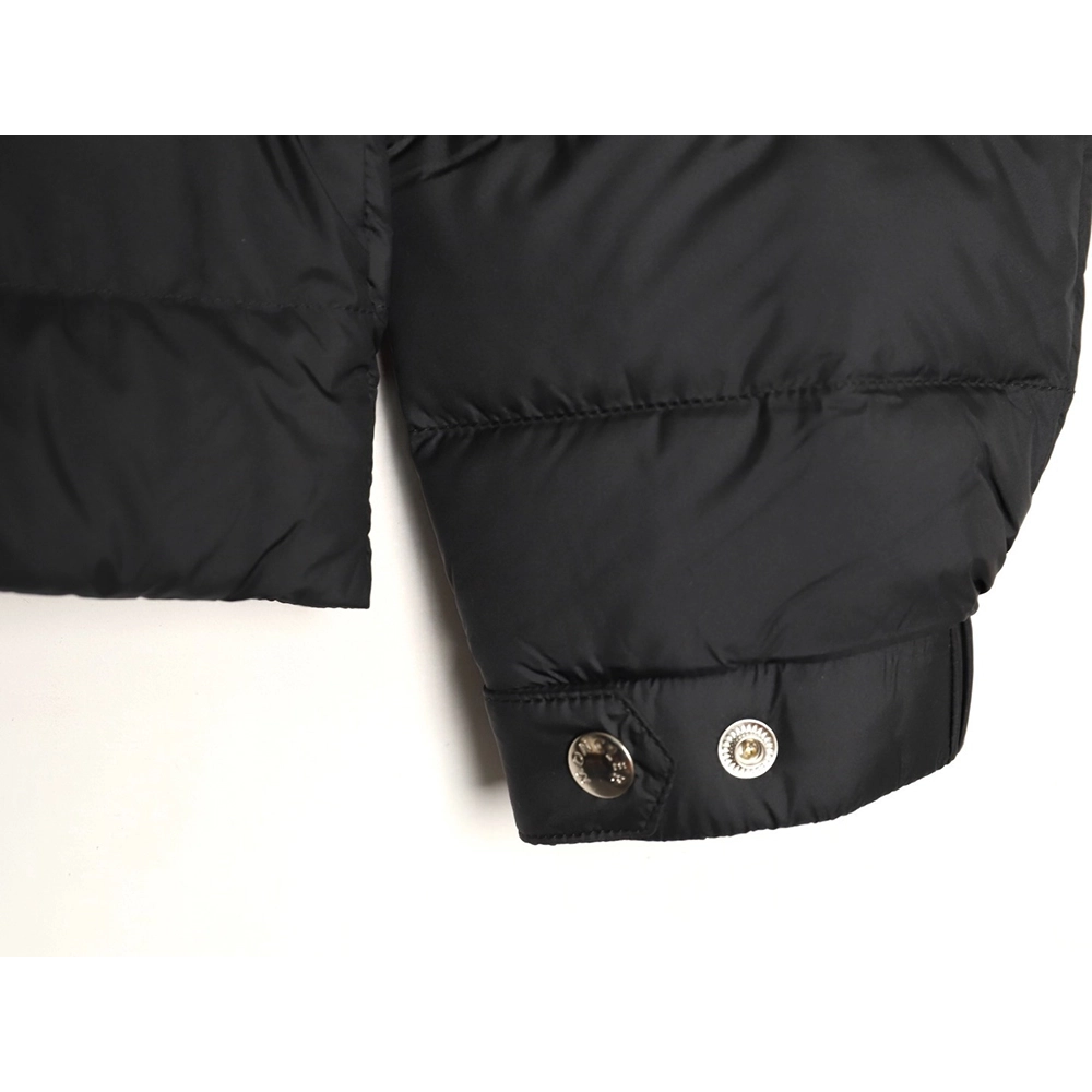 Moncler Black Label Leather Zippered Stand Collar Down Jacket,Moncler