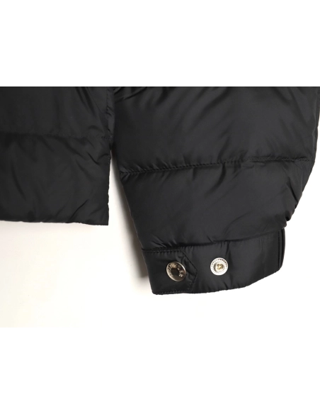 Moncler Black Label Leather Zippered Stand Collar Down Jacket,Moncler