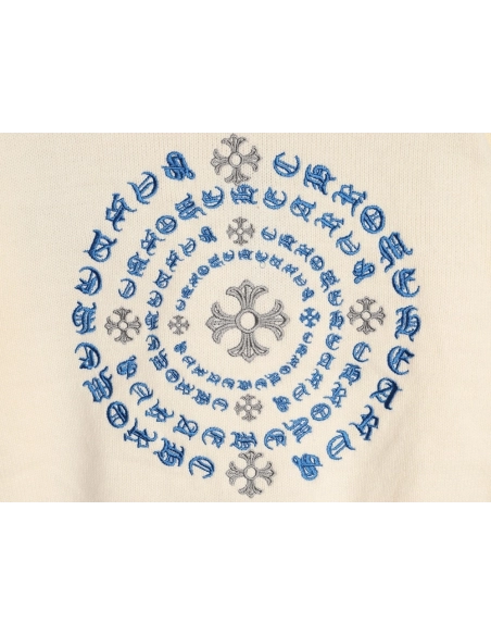 Chrome Hearts Embroidered Round Sanskrit Cross Ripped Sweater,Chrome Hearts