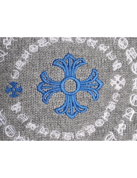 Chrome Hearts Embroidered Round Sanskrit Cross Ripped Sweater TSK1,Chrome Hearts