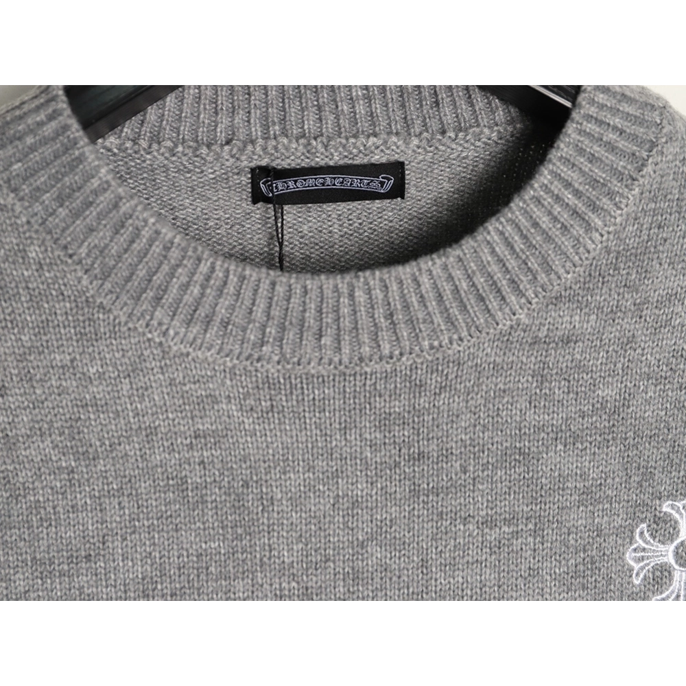 Chrome Hearts Embroidered Round Sanskrit Cross Ripped Sweater TSK1,Chrome Hearts