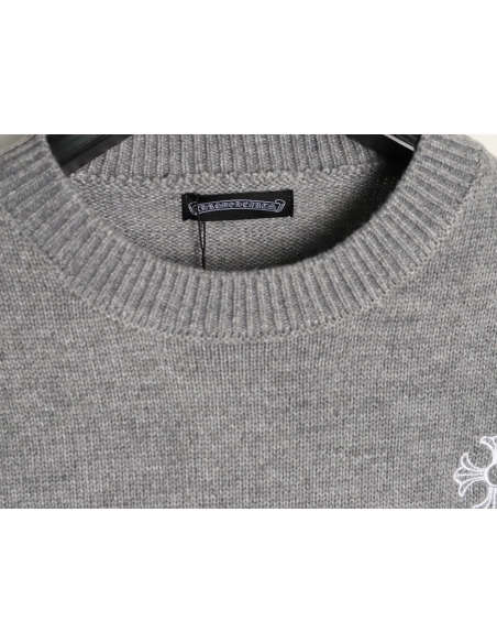 Chrome Hearts Embroidered Round Sanskrit Cross Ripped Sweater TSK1,Chrome Hearts