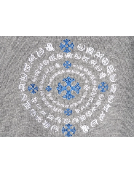 Chrome Hearts Embroidered Round Sanskrit Cross Ripped Sweater TSK1,Chrome Hearts