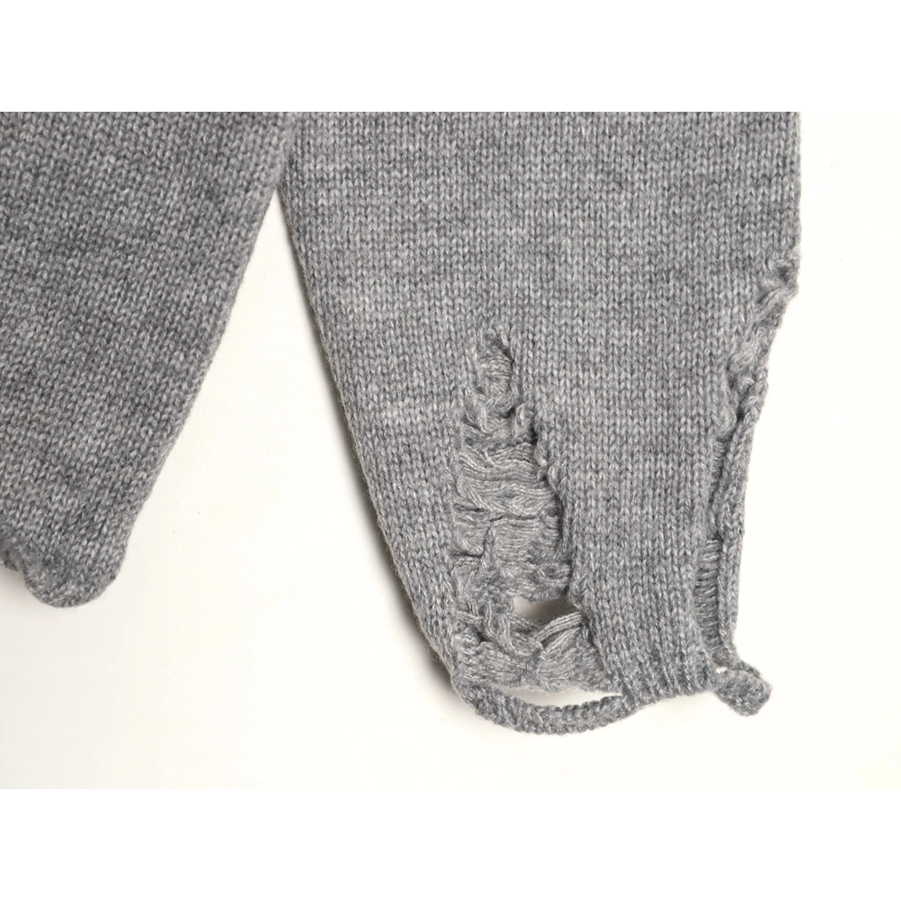 Chrome Hearts Embroidered Round Sanskrit Cross Ripped Sweater TSK1,Chrome Hearts