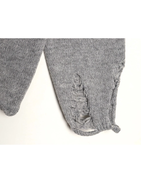 Chrome Hearts Embroidered Round Sanskrit Cross Ripped Sweater TSK1,Chrome Hearts