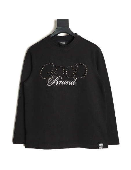 Good Brand Pearl Letter Taped Long-Sleeve T-Shirt,Good Brand
