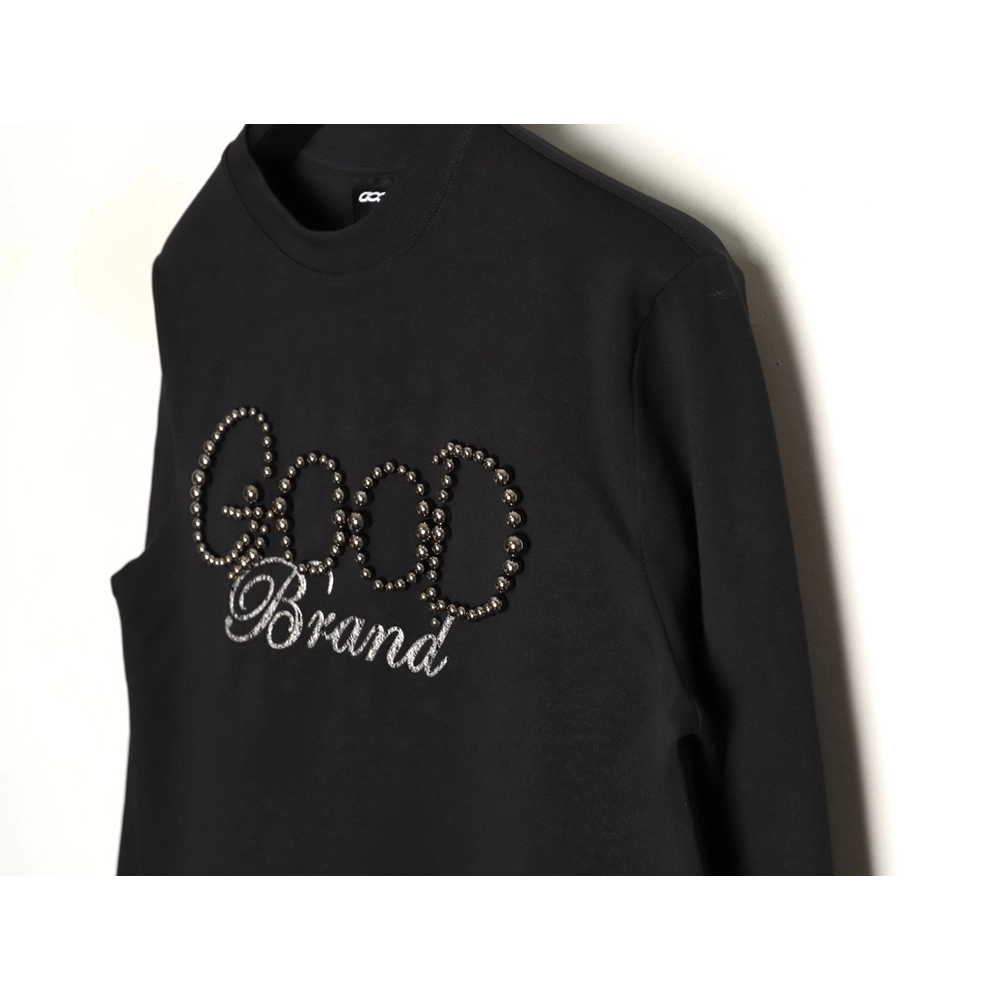Good Brand Pearl Letter Taped Long-Sleeve T-Shirt,Good Brand
