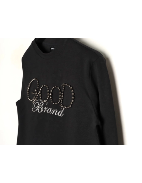 Good Brand Pearl Letter Taped Long-Sleeve T-Shirt,Good Brand