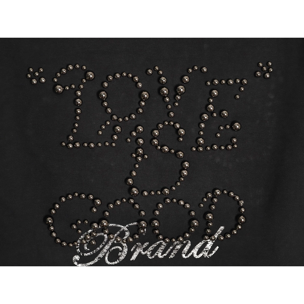 Good Brand Pearl Letter Taped Long-Sleeve T-Shirt,Good Brand