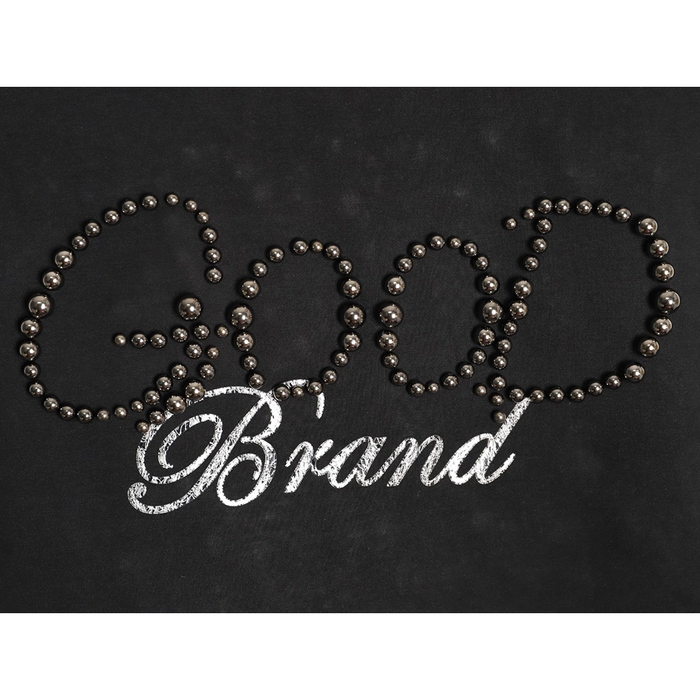 Good Brand Pearl Letter Taped Long-Sleeve T-Shirt,Good Brand